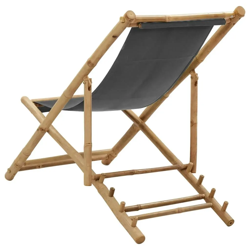 Deck Chair Bamboo and Canvas Dark Grey 313018