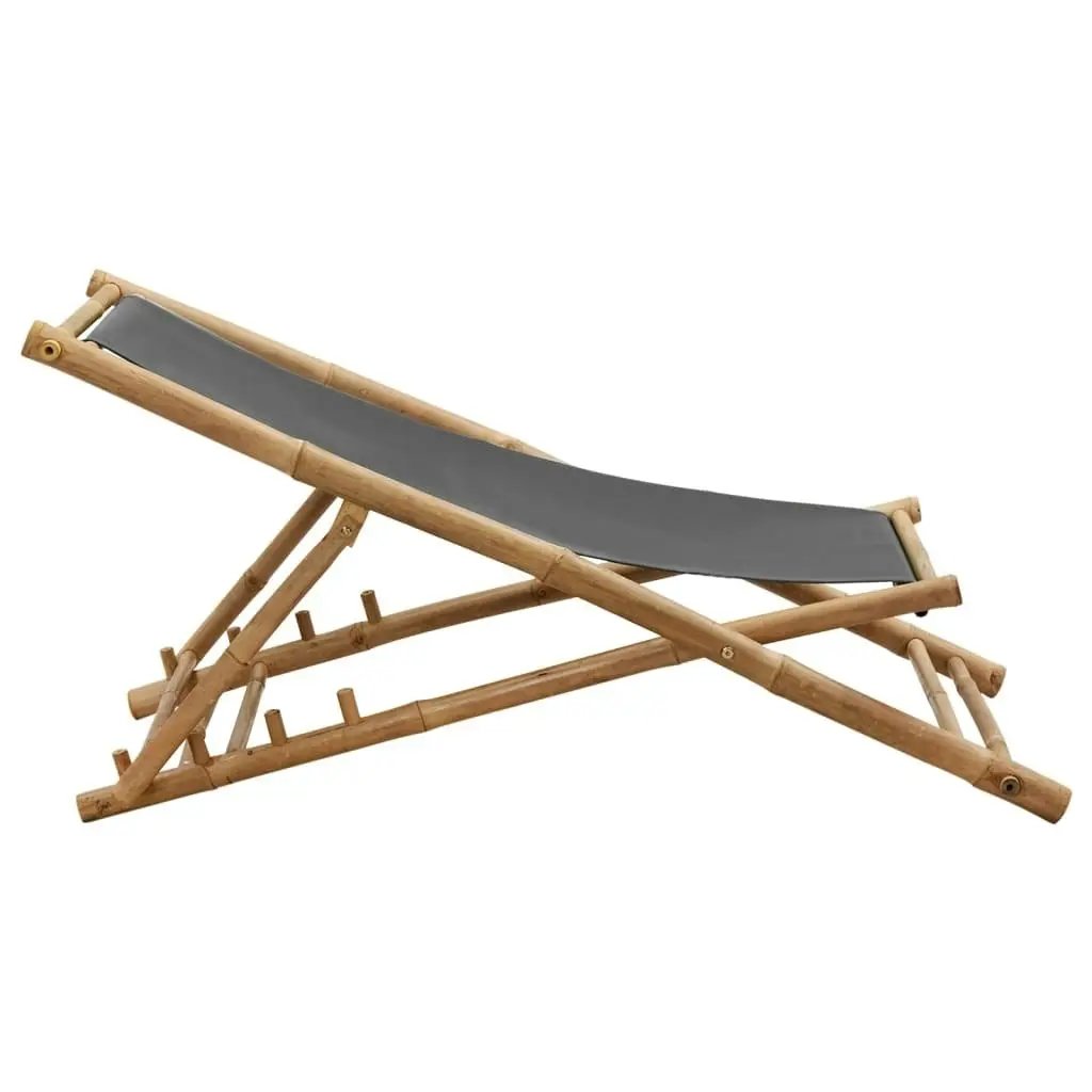 Deck Chair Bamboo and Canvas Dark Grey 313018