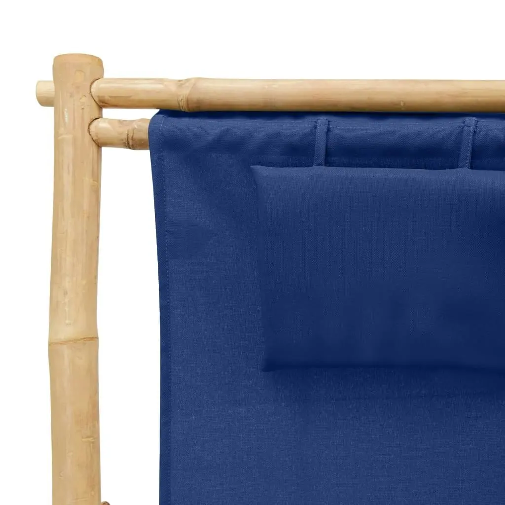 Deck Chair Bamboo and Canvas Navy Blue 318596