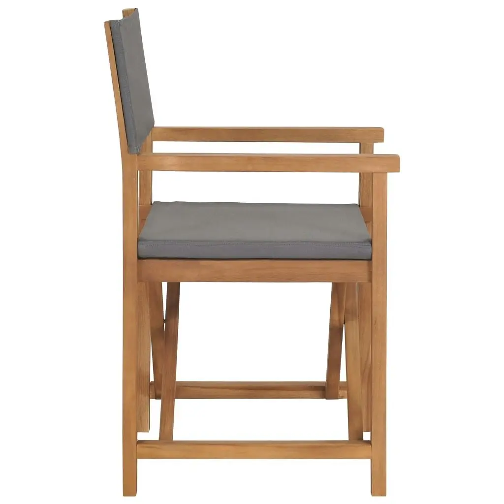 Director's Chair Solid Teak Wood Grey 47411