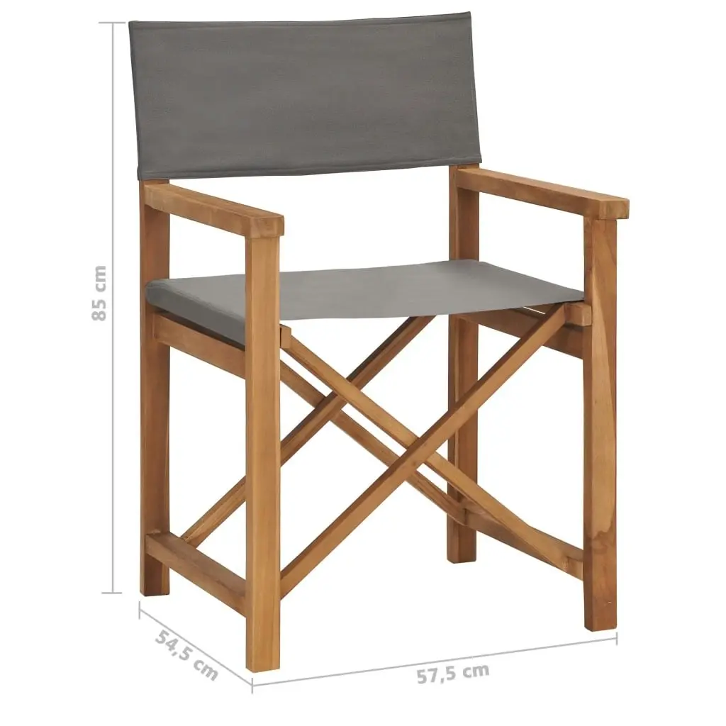 Director's Chair Solid Teak Wood Grey 47411