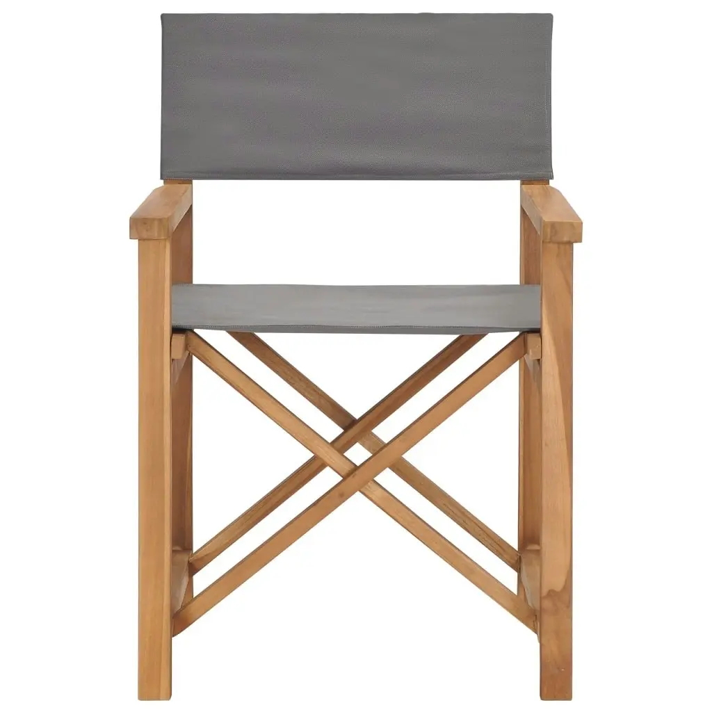 Director's Chair Solid Teak Wood Grey 47411