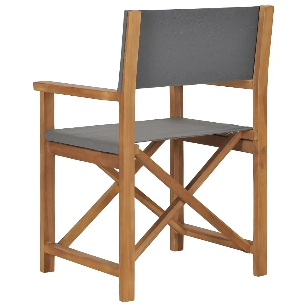 Director's Chair Solid Teak Wood Grey 47411