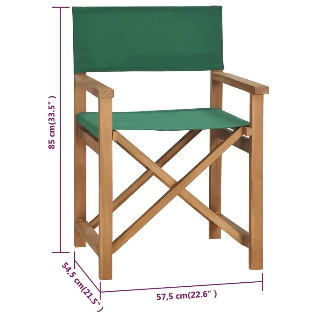 Director's Chair Solid Teak Wood Green 47413