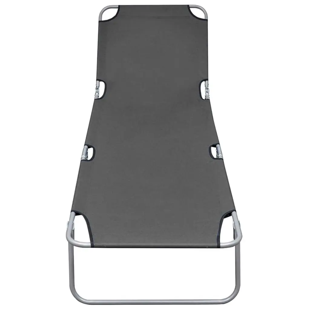 Foldable Sunlounger with Adjustable Backrest Grey 44293