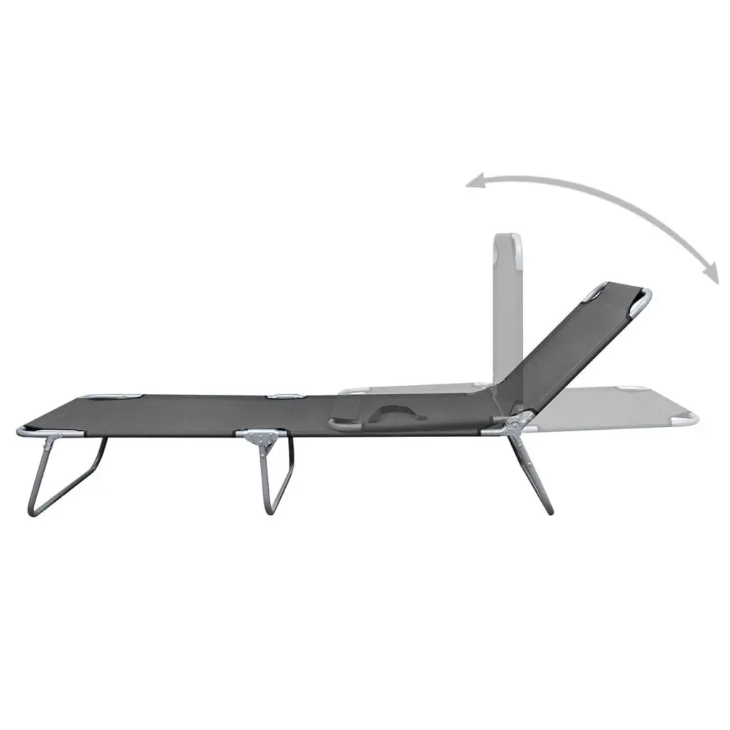 Foldable Sunlounger with Adjustable Backrest Grey 44293