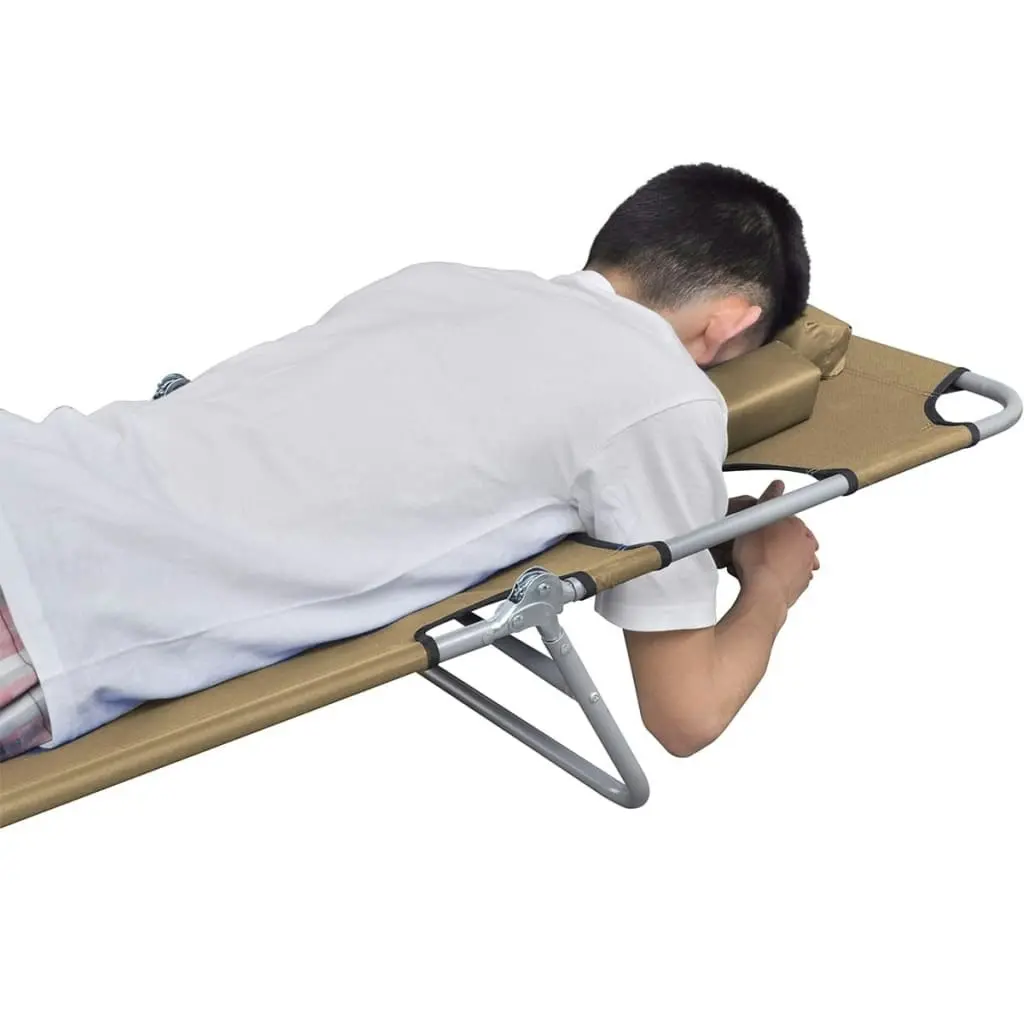 Foldable Sunlounger with Head Cushion Adjustable Backrest Taupe 44296