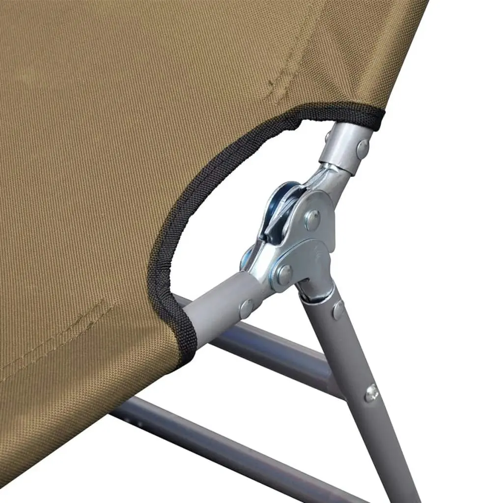 Foldable Sunlounger with Head Cushion Adjustable Backrest Taupe 44296