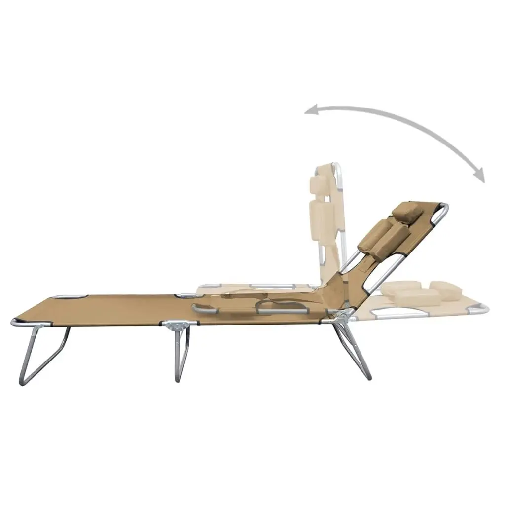 Foldable Sunlounger with Head Cushion Adjustable Backrest Taupe 44296