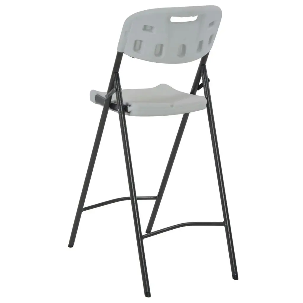 Folding Bar Chairs 2 pcs HDPE and Steel White 44561