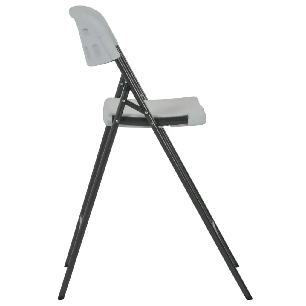 Folding Bar Chairs 2 pcs HDPE and Steel White 44561