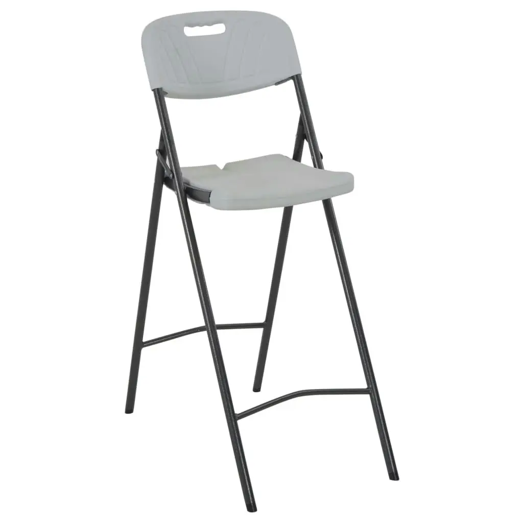 Folding Bar Chairs 2 pcs HDPE and Steel White 44561