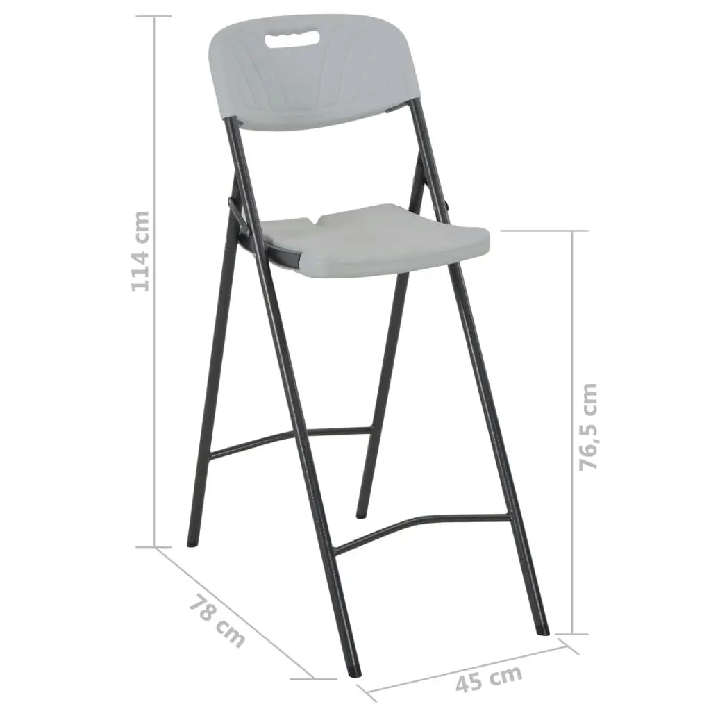 Folding Bar Chairs 2 pcs HDPE and Steel White 44561