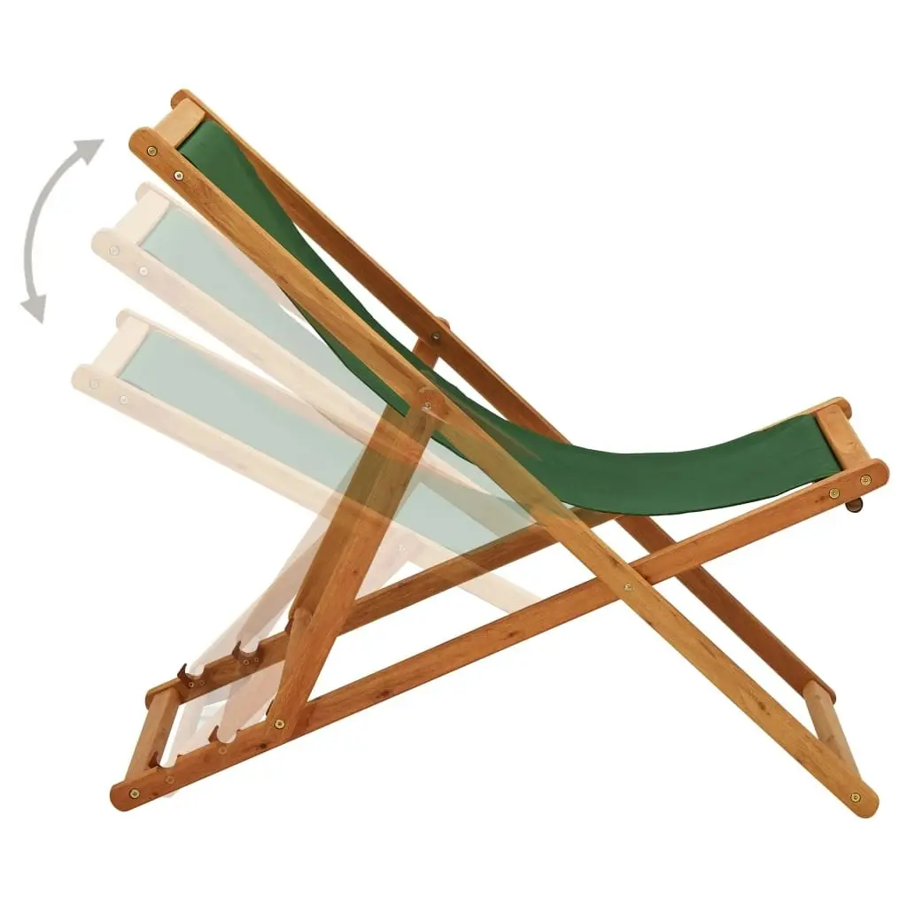 Folding Beach Chair Eucalyptus Wood and Fabric Green 310315