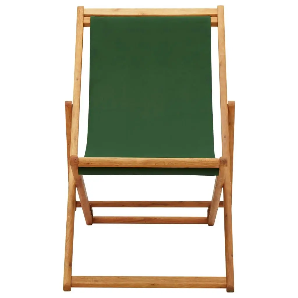 Folding Beach Chair Eucalyptus Wood and Fabric Green 310315