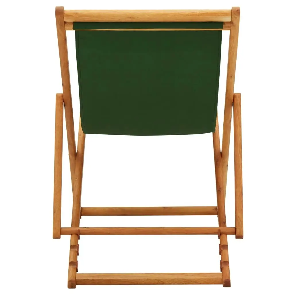 Folding Beach Chair Eucalyptus Wood and Fabric Green 310315