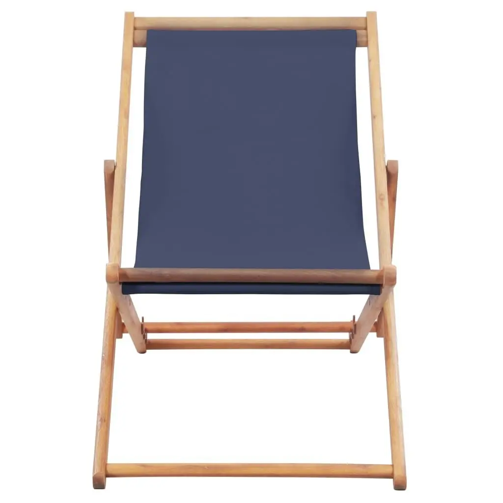 Folding Beach Chair Fabric and Wooden Frame Blue 44000