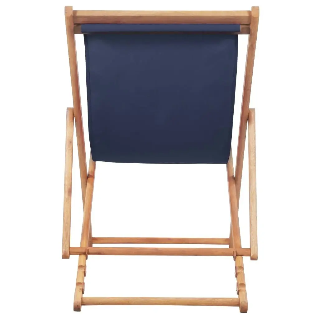 Folding Beach Chair Fabric and Wooden Frame Blue 44000