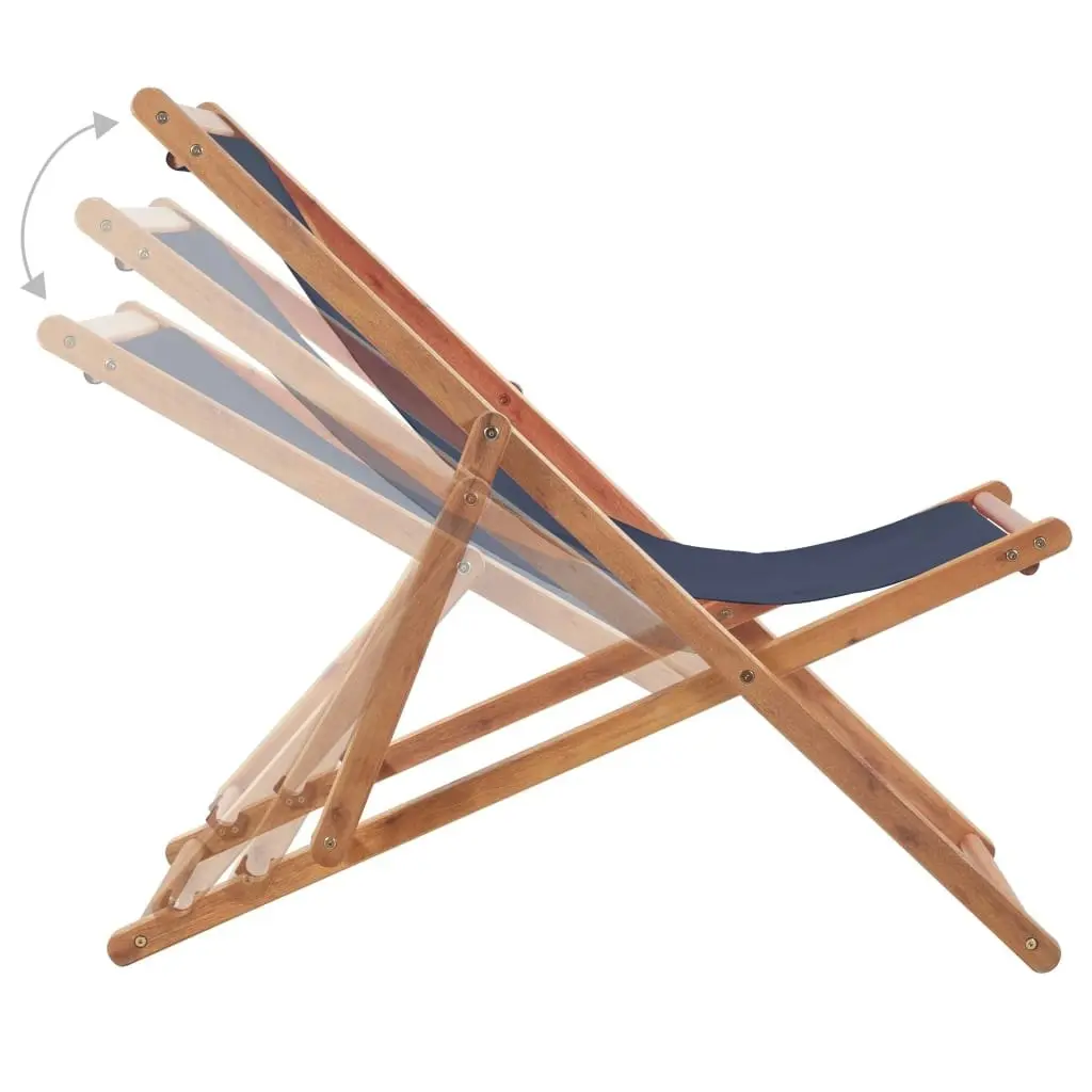 Folding Beach Chair Fabric and Wooden Frame Blue 44000