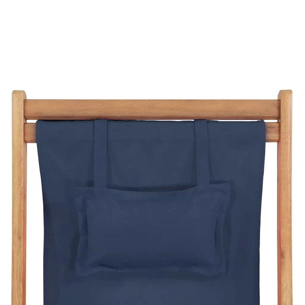 Folding Beach Chair Fabric and Wooden Frame Blue 43996