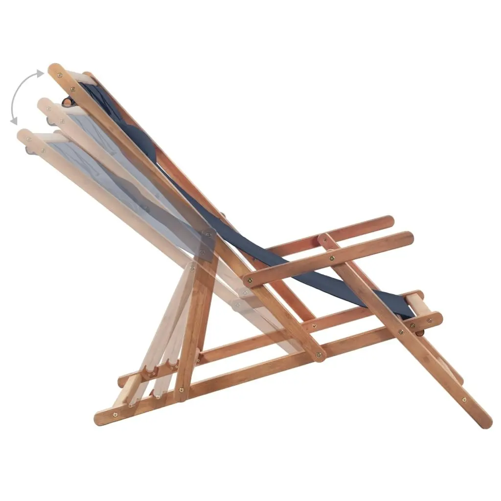 Folding Beach Chair Fabric and Wooden Frame Blue 43996