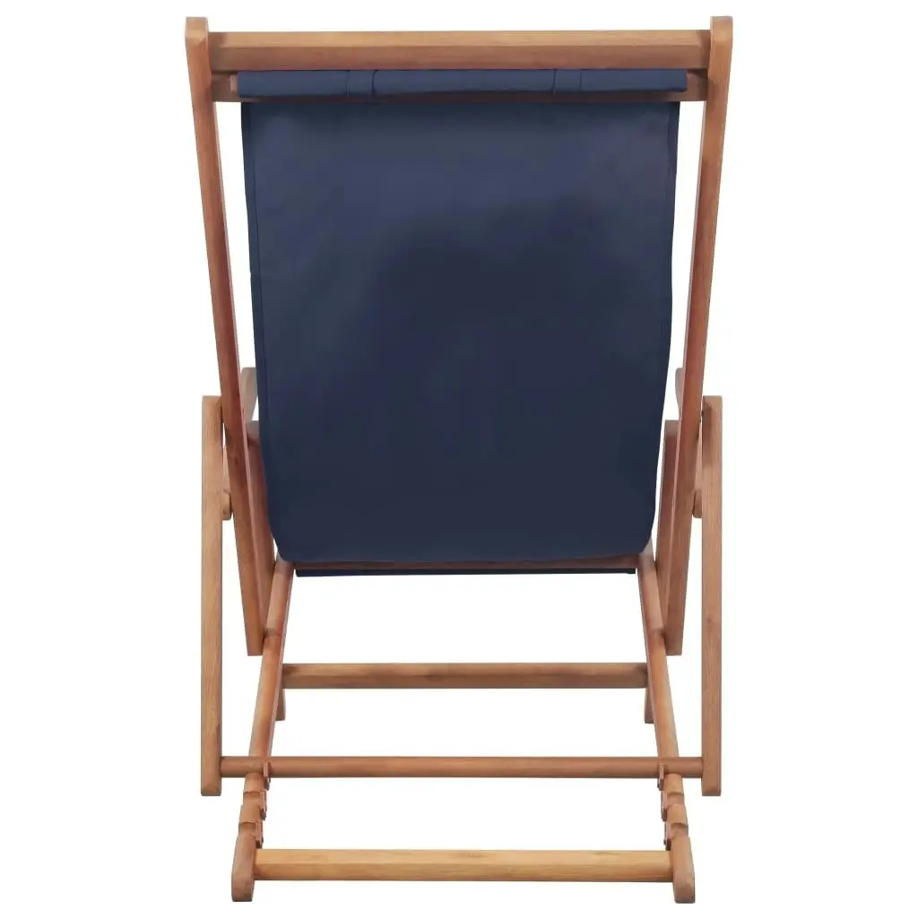 Folding Beach Chair Fabric and Wooden Frame Blue 43996