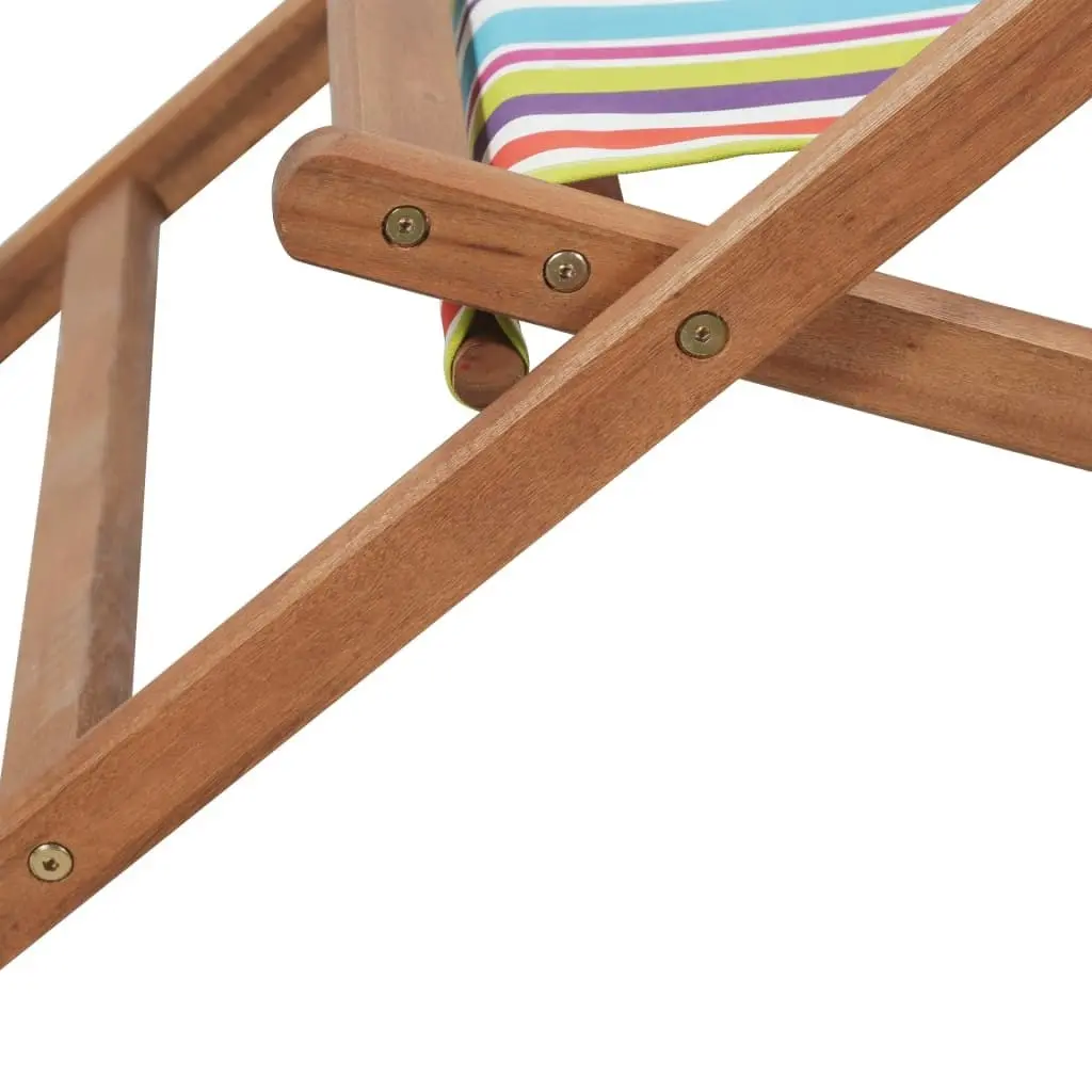 Folding Beach Chair Fabric and Wooden Frame Multicolour 43998