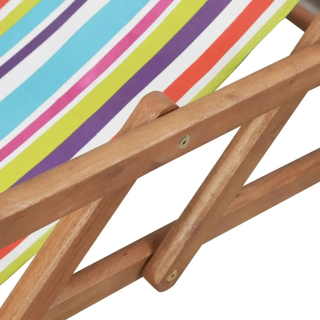 Folding Beach Chair Fabric and Wooden Frame Multicolour 43998