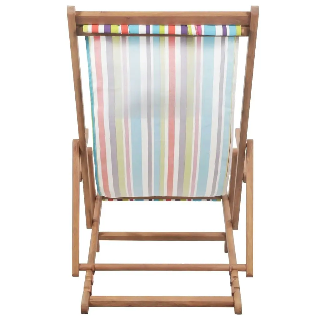 Folding Beach Chair Fabric and Wooden Frame Multicolour 43998