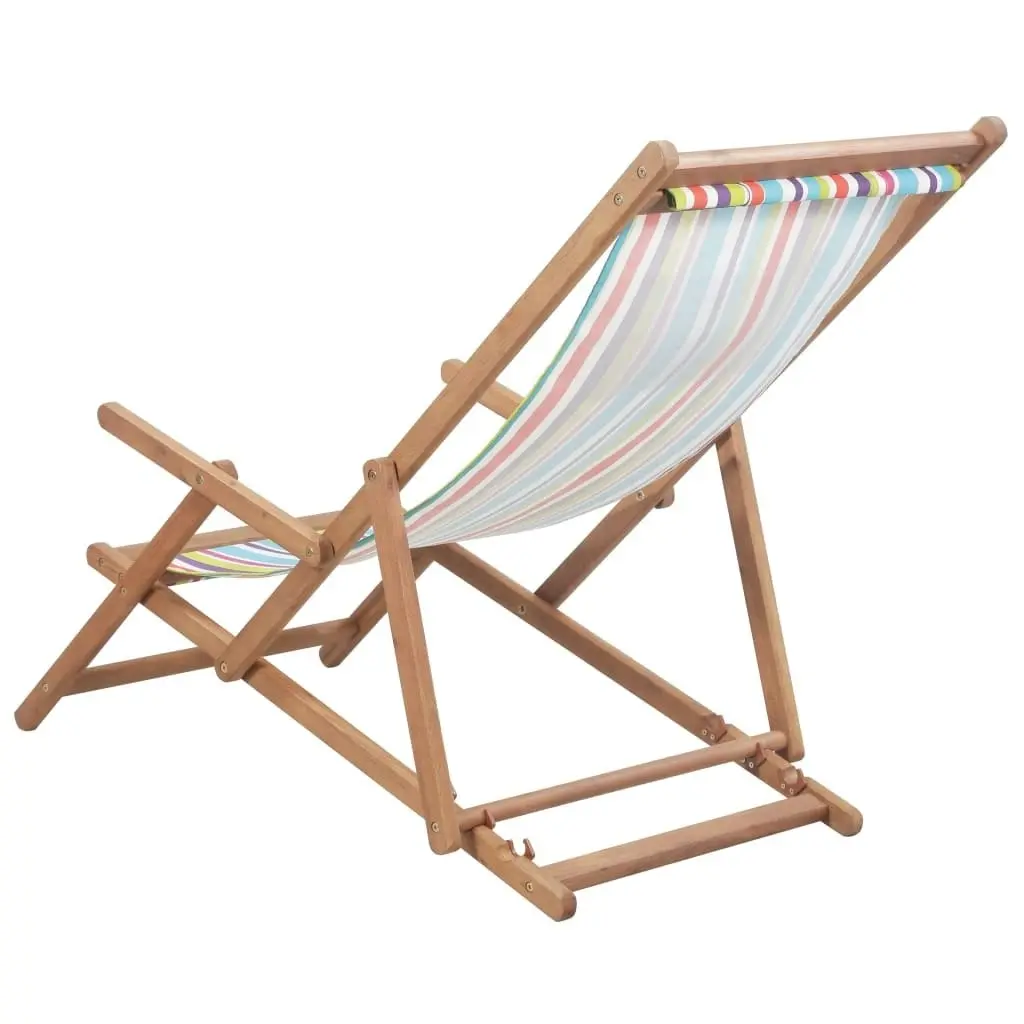 Folding Beach Chair Fabric and Wooden Frame Multicolour 43998