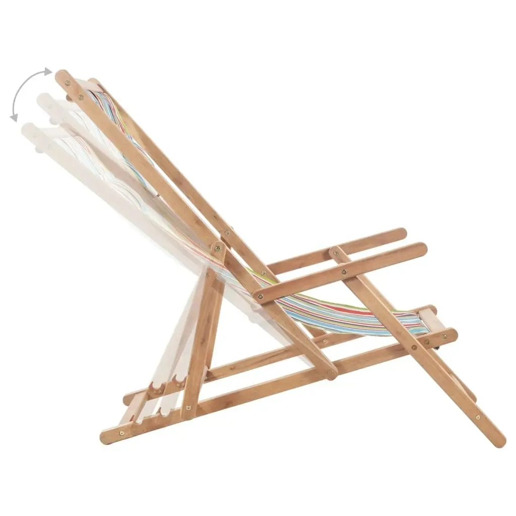 Folding Beach Chair Fabric and Wooden Frame Multicolour 43998