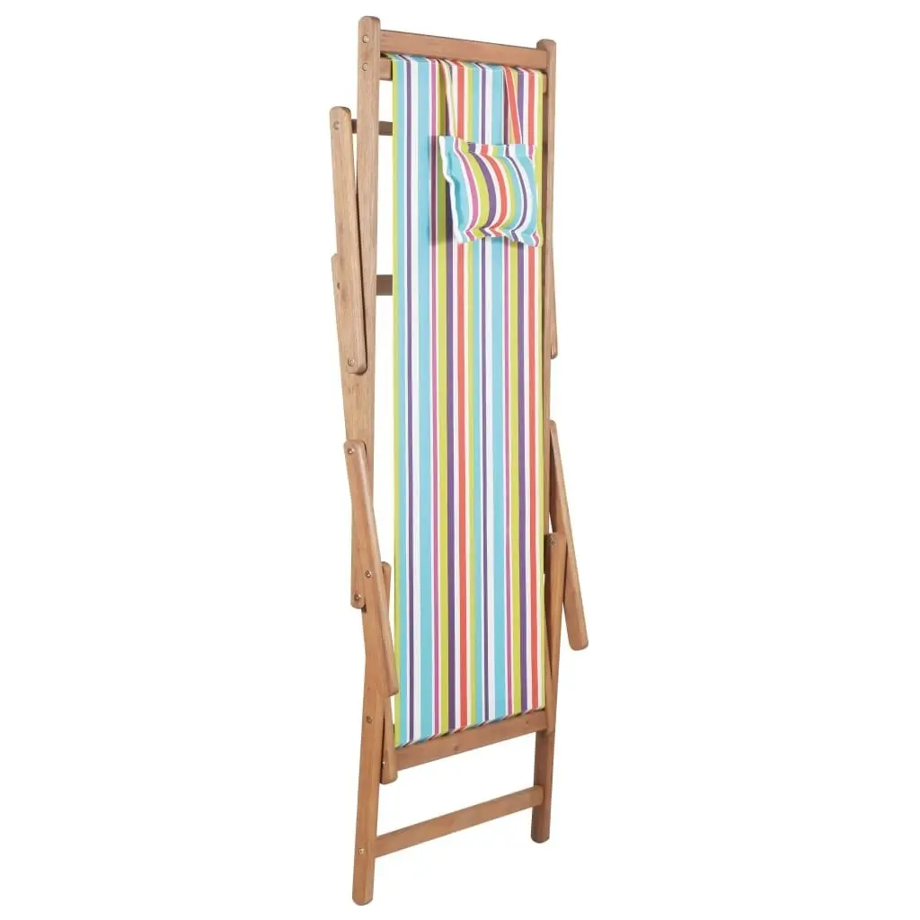 Folding Beach Chair Fabric and Wooden Frame Multicolour 43998