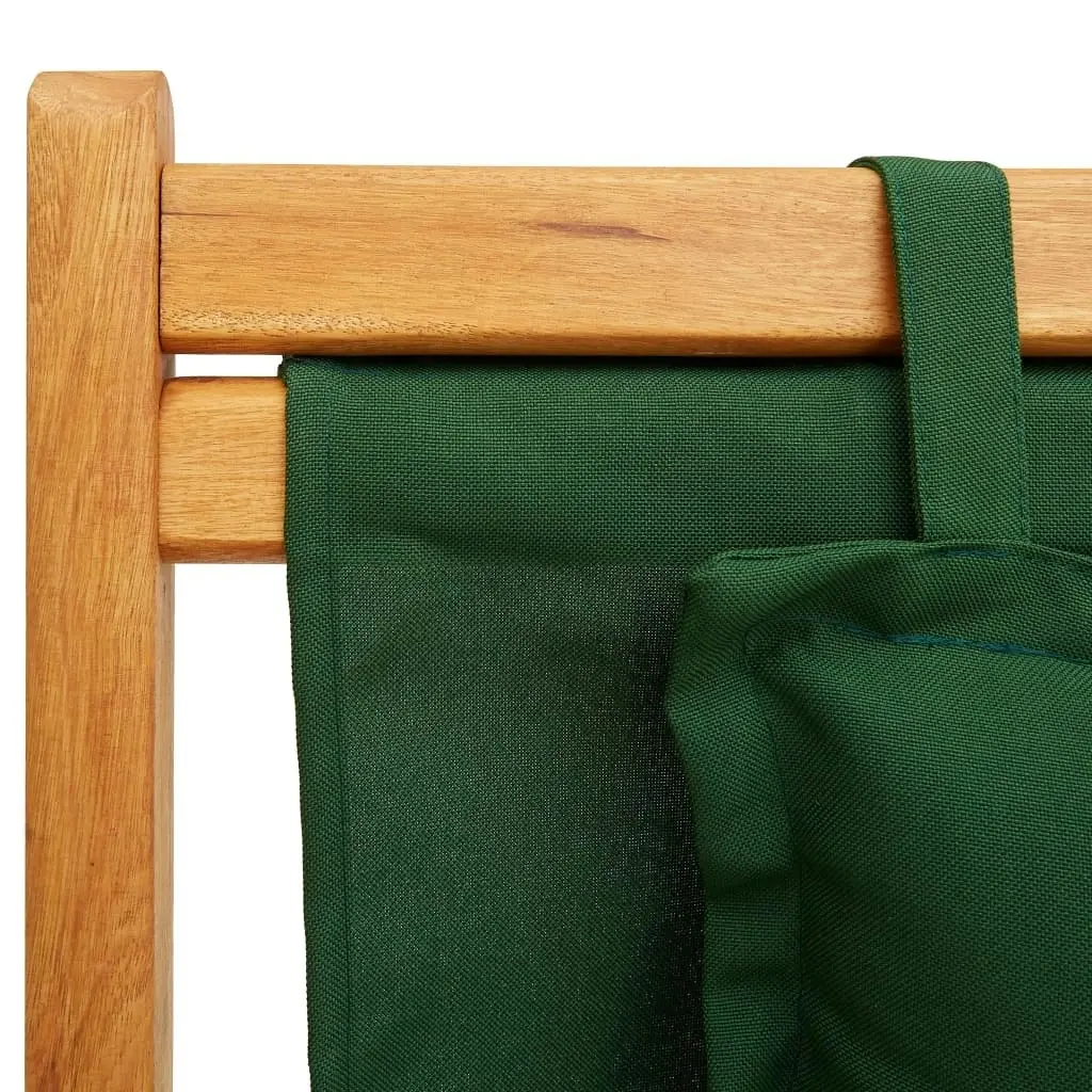 Folding Beach Chair Solid Eucalyptus Wood and Fabric Green 310312