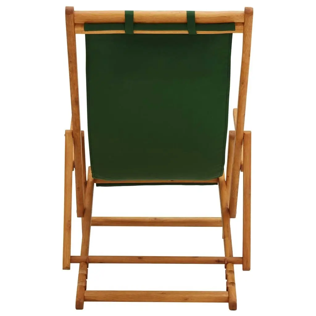 Folding Beach Chair Solid Eucalyptus Wood and Fabric Green 310312