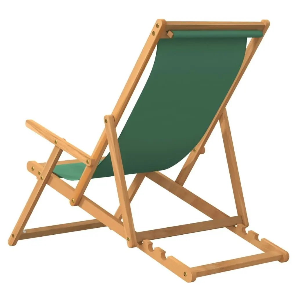 Folding Beach Chair Solid Wood Teak Green 317699