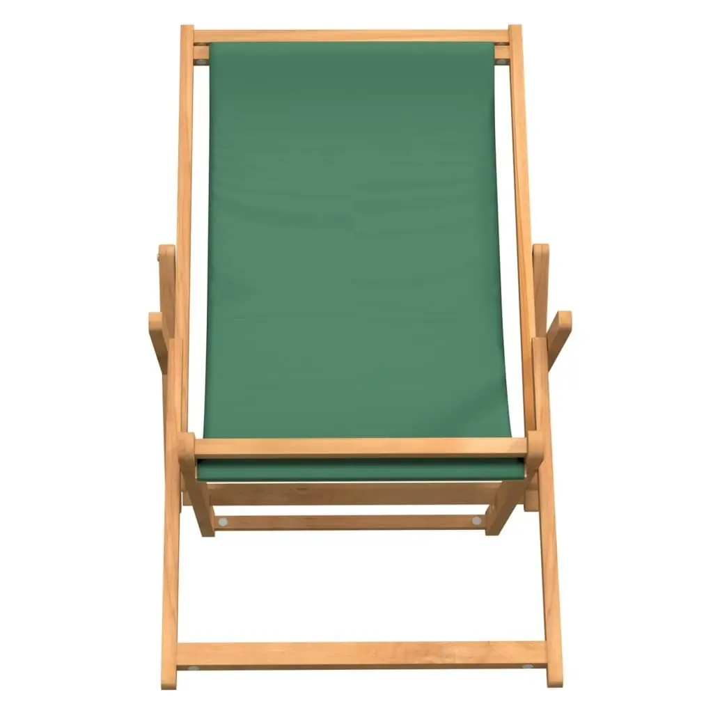 Folding Beach Chair Solid Wood Teak Green 317699