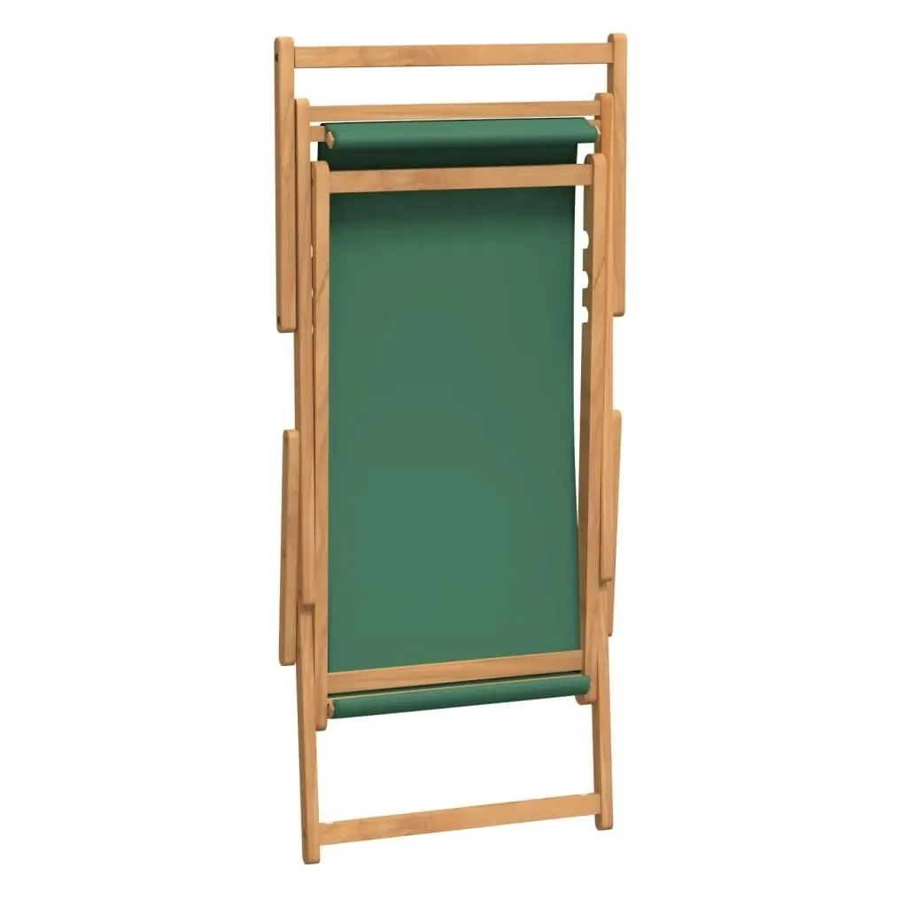 Folding Beach Chair Solid Wood Teak Green 317699