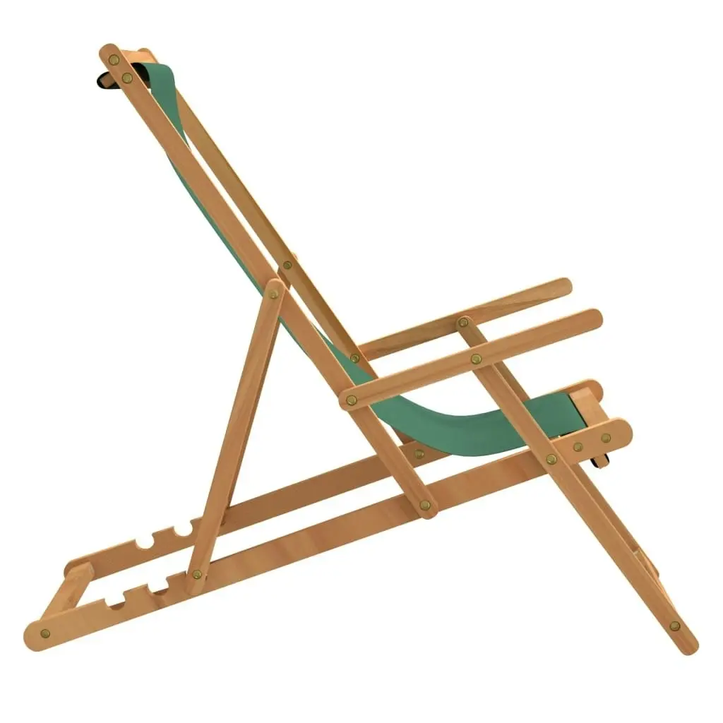 Folding Beach Chair Solid Wood Teak Green 317699