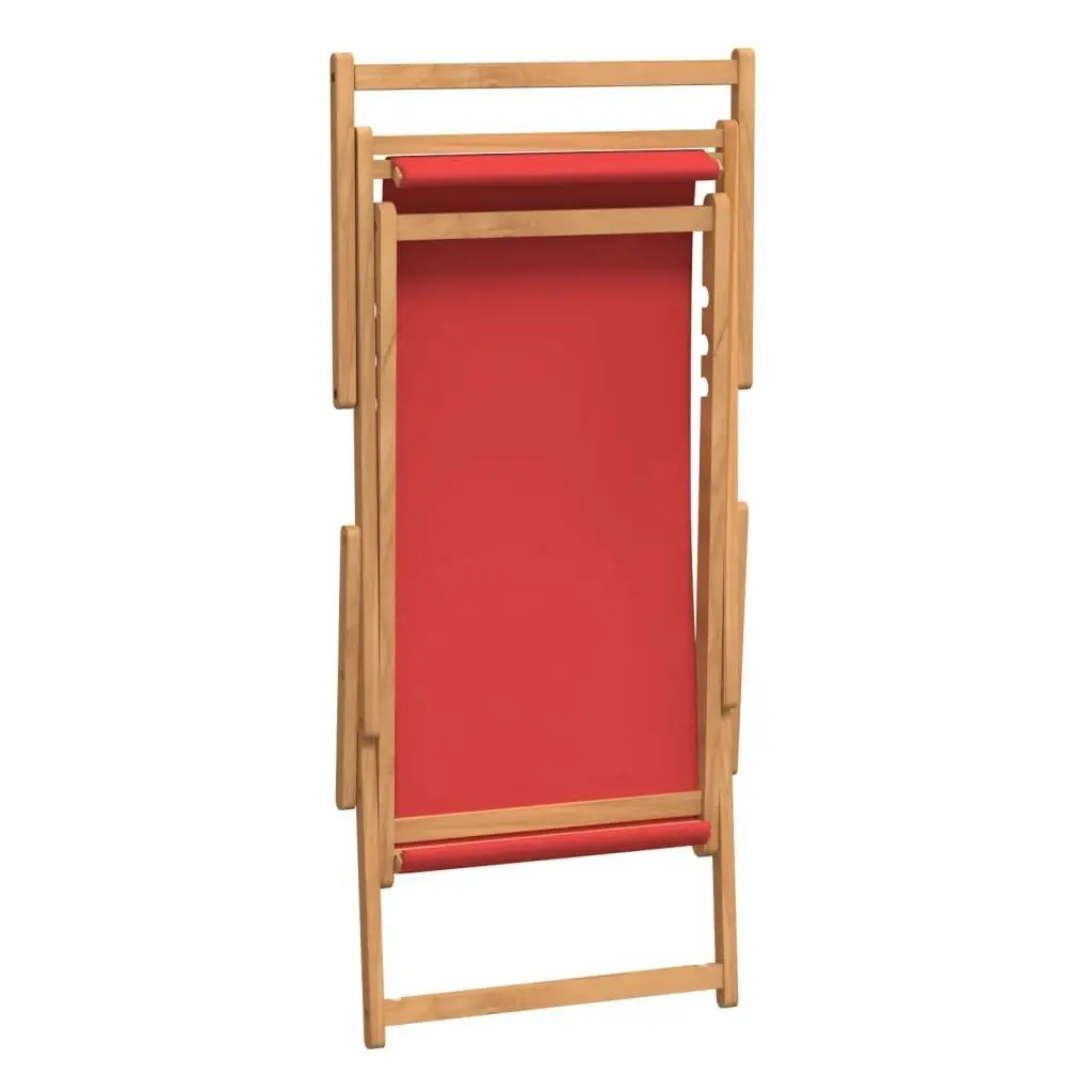 Folding Beach Chair Solid Wood Teak Red 317700