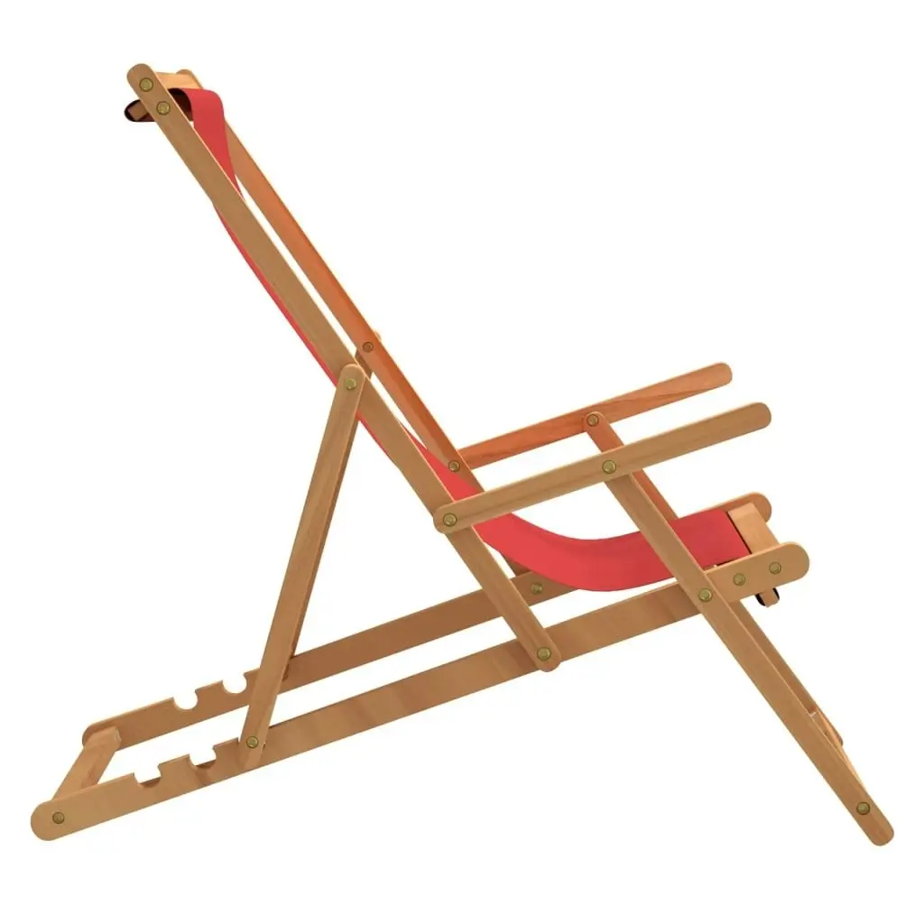 Folding Beach Chair Solid Wood Teak Red 317700