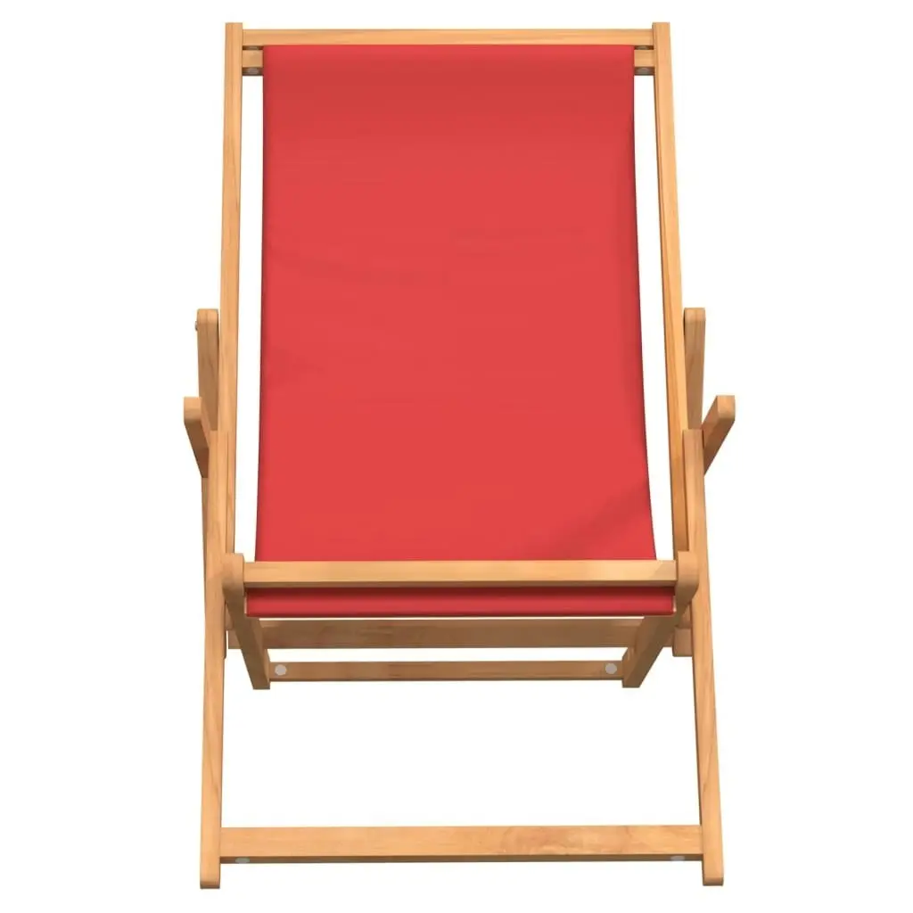 Folding Beach Chair Solid Wood Teak Red 317700