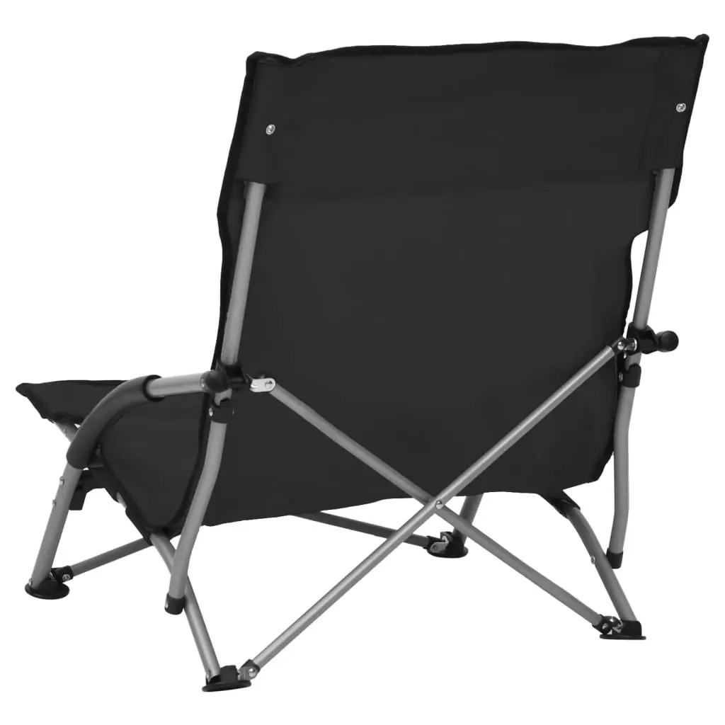 Folding Beach Chairs 2 pcs Black Fabric 312489