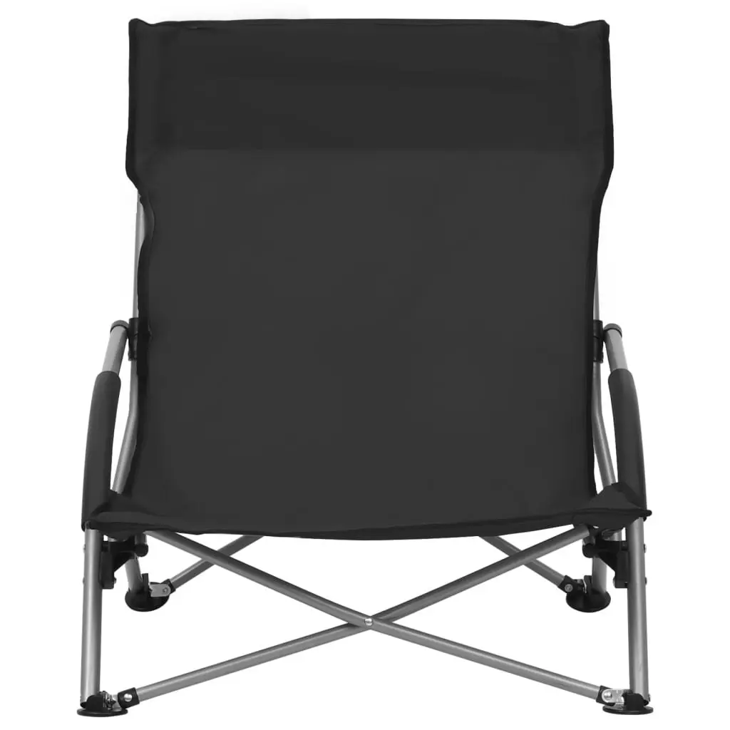 Folding Beach Chairs 2 pcs Black Fabric 312489