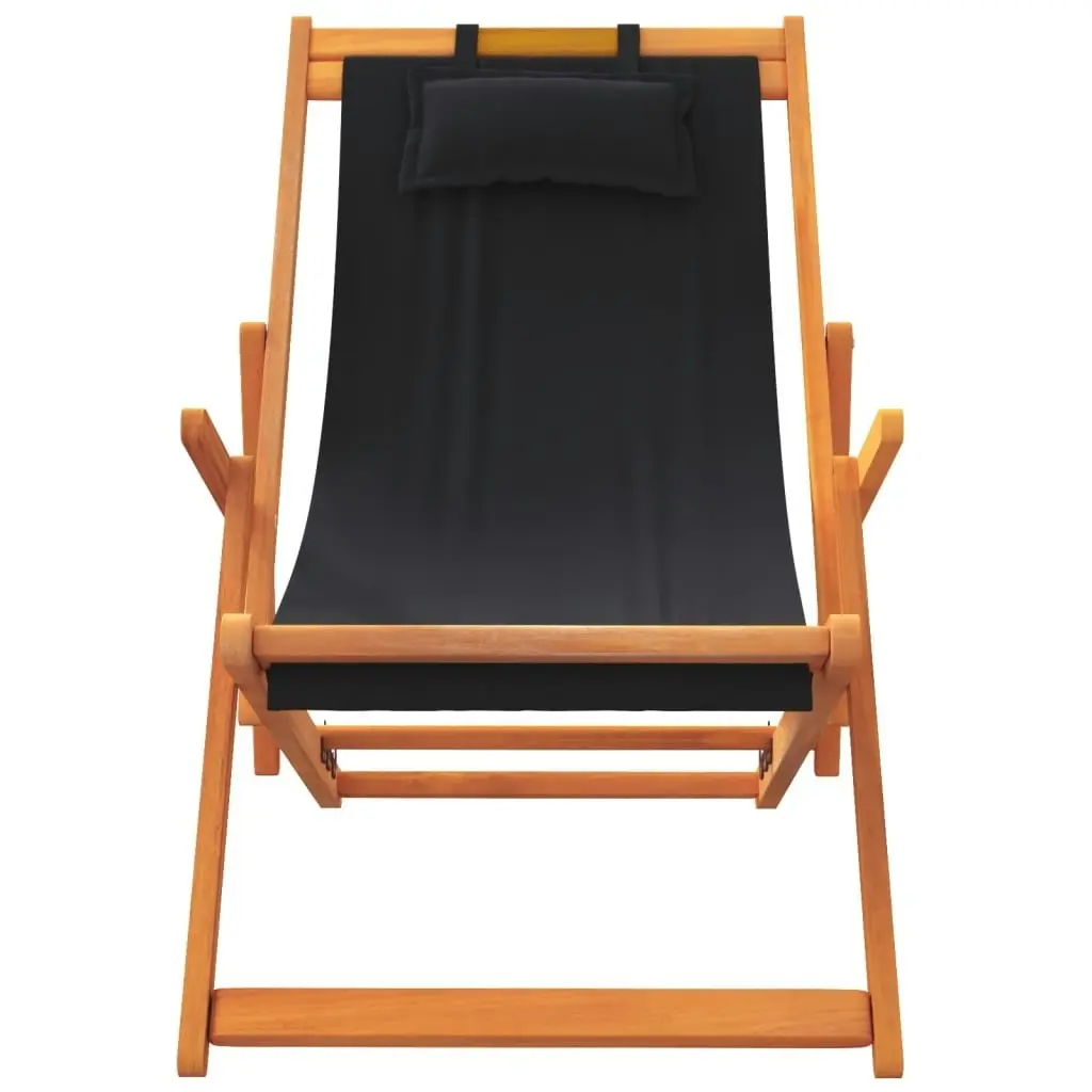 Folding Beach Chairs 2 pcs Black Fabric 3214486