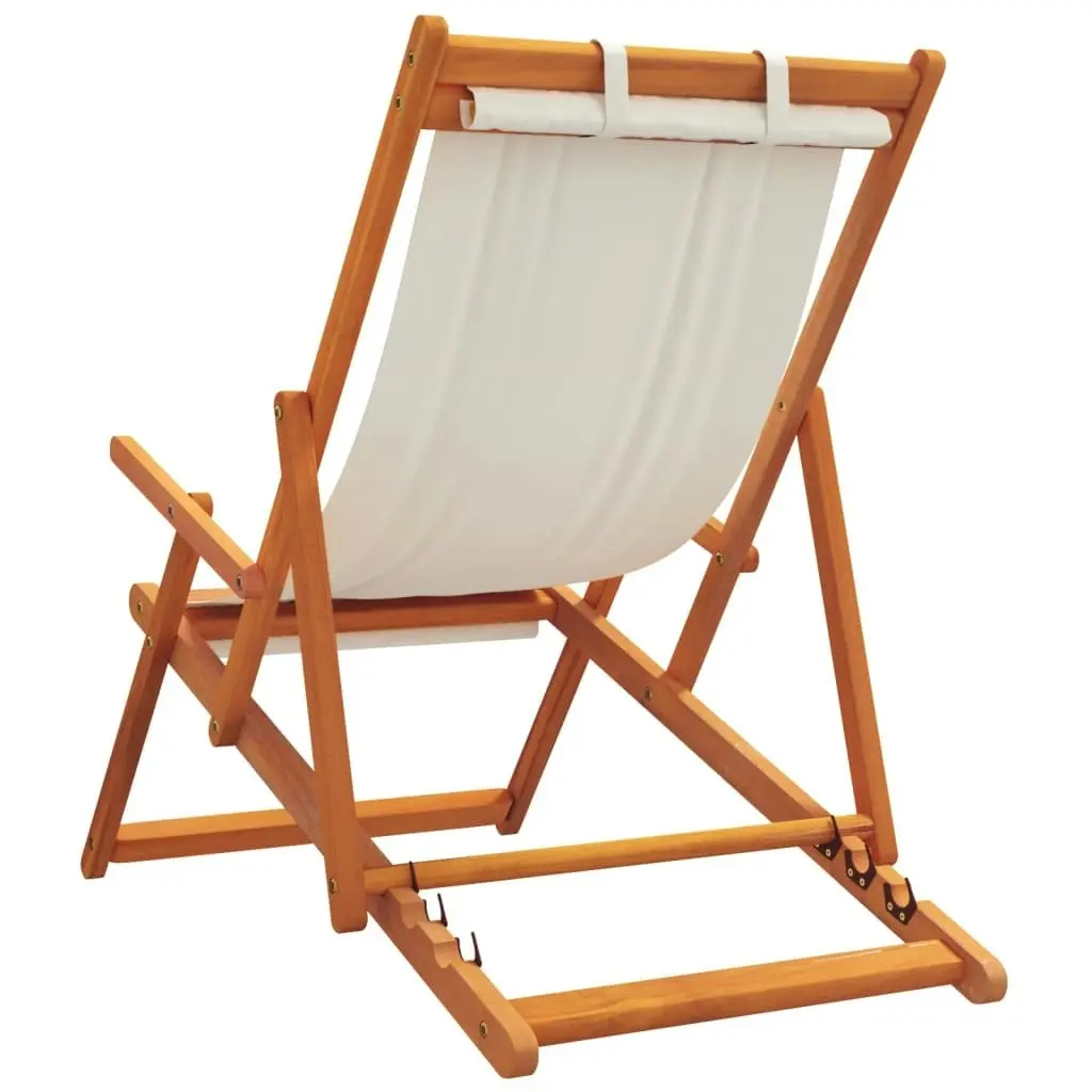 Folding Beach Chairs 2 pcs Cream Fabric 3214484