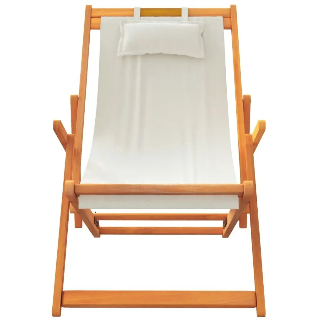 Folding Beach Chairs 2 pcs Cream Fabric 3214484