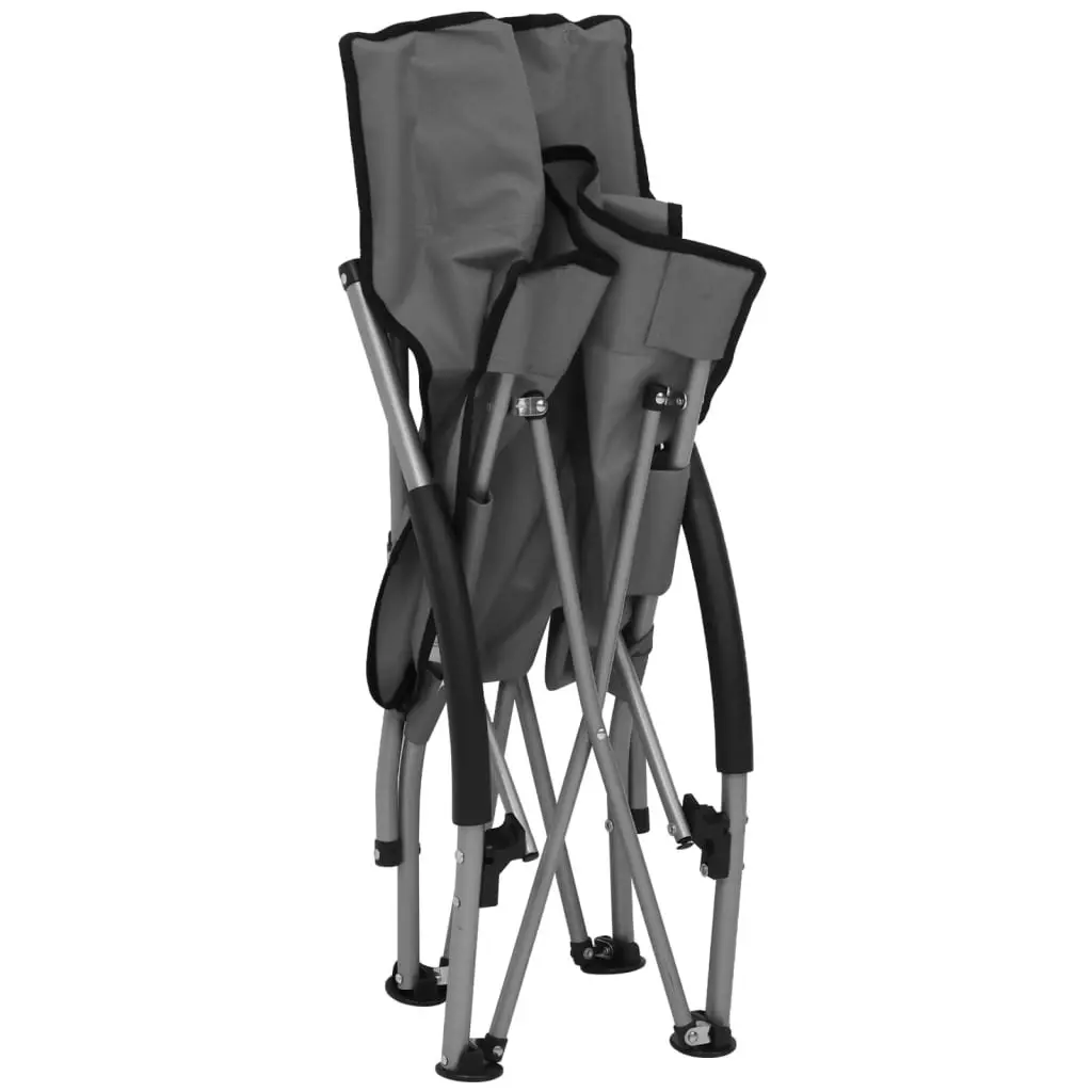 Folding Beach Chairs 2 pcs Grey Fabric 312491