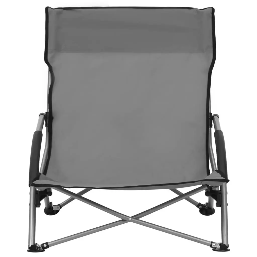 Folding Beach Chairs 2 pcs Grey Fabric 312491