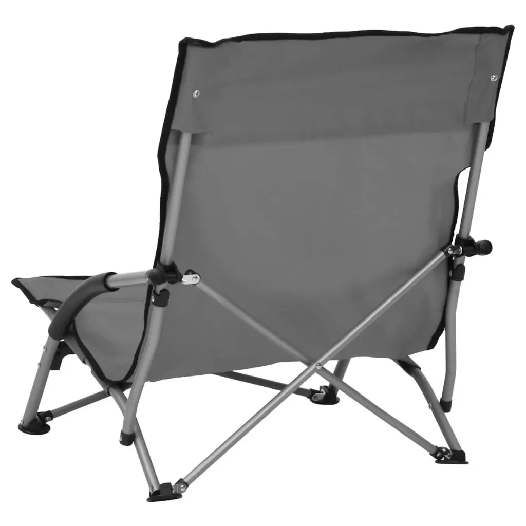 Folding Beach Chairs 2 pcs Grey Fabric 312491