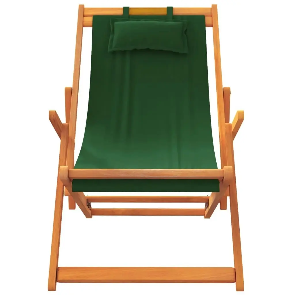 Folding Beach Chairs 2 pcs Green Fabric 3214485